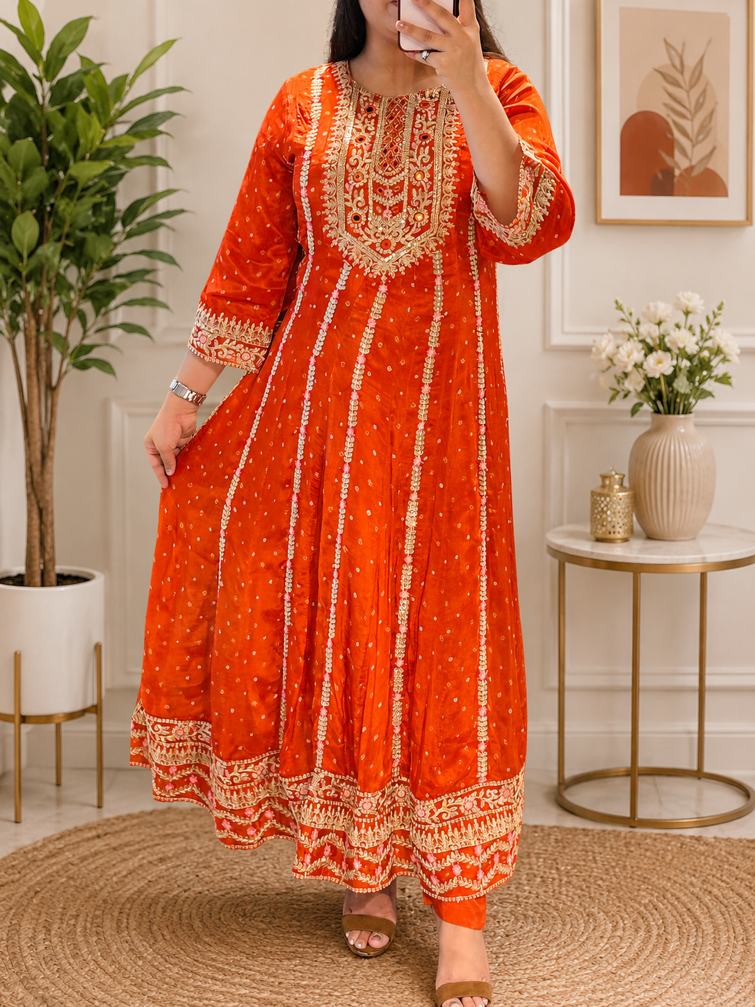 Chinon Fabric Anarkali Suit with Full Embroidery