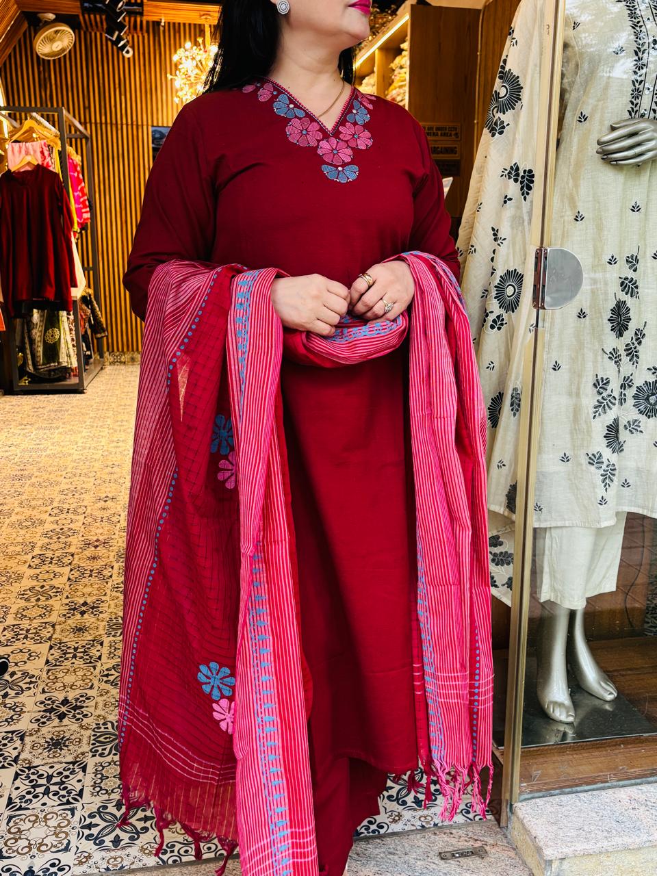 Cotton Embroidered Suit Set