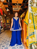 Royal Blue Chinon Fabric Indo-Western Party Wear