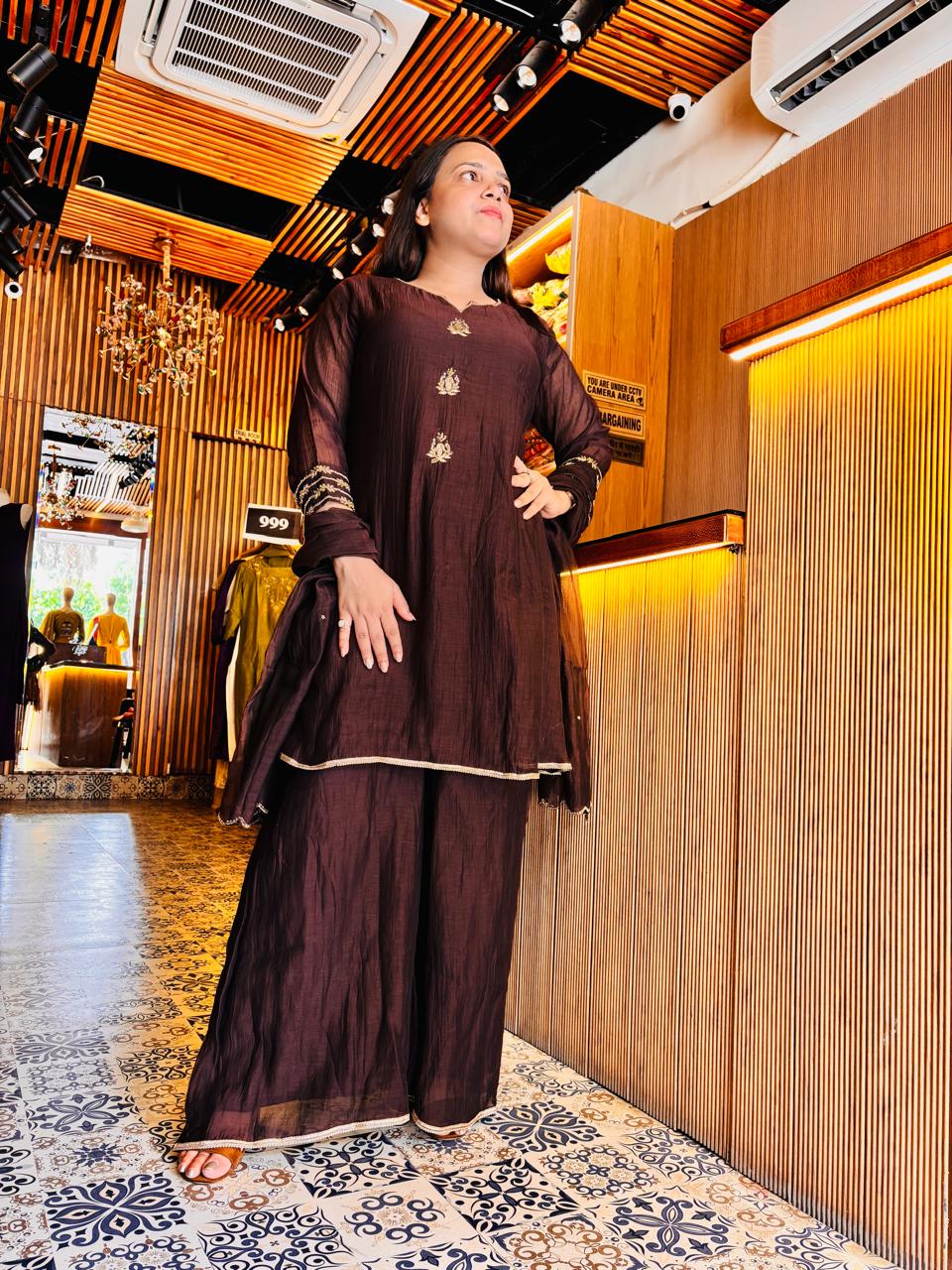 Mul Chanderi Indo-Western Outfit