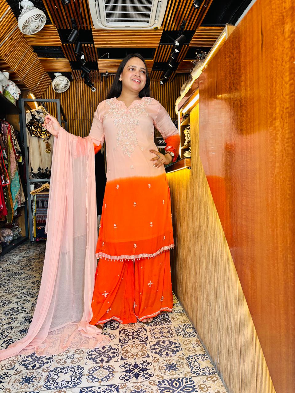 Chinon Fabric Sharara Suit
