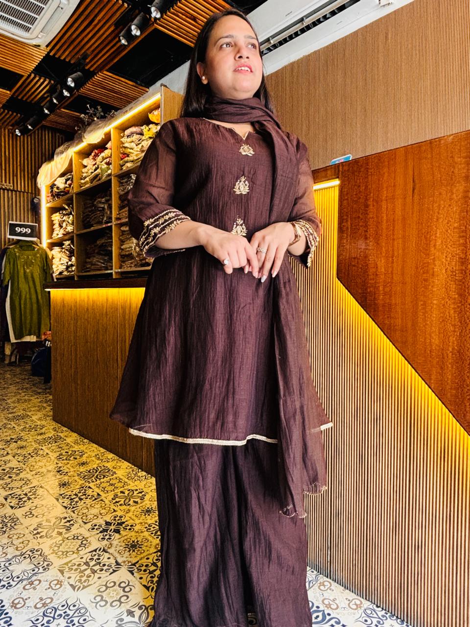 Mul Chanderi Indo-Western Outfit