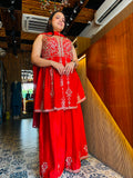 Orange Indo-Western Chiffon Suit