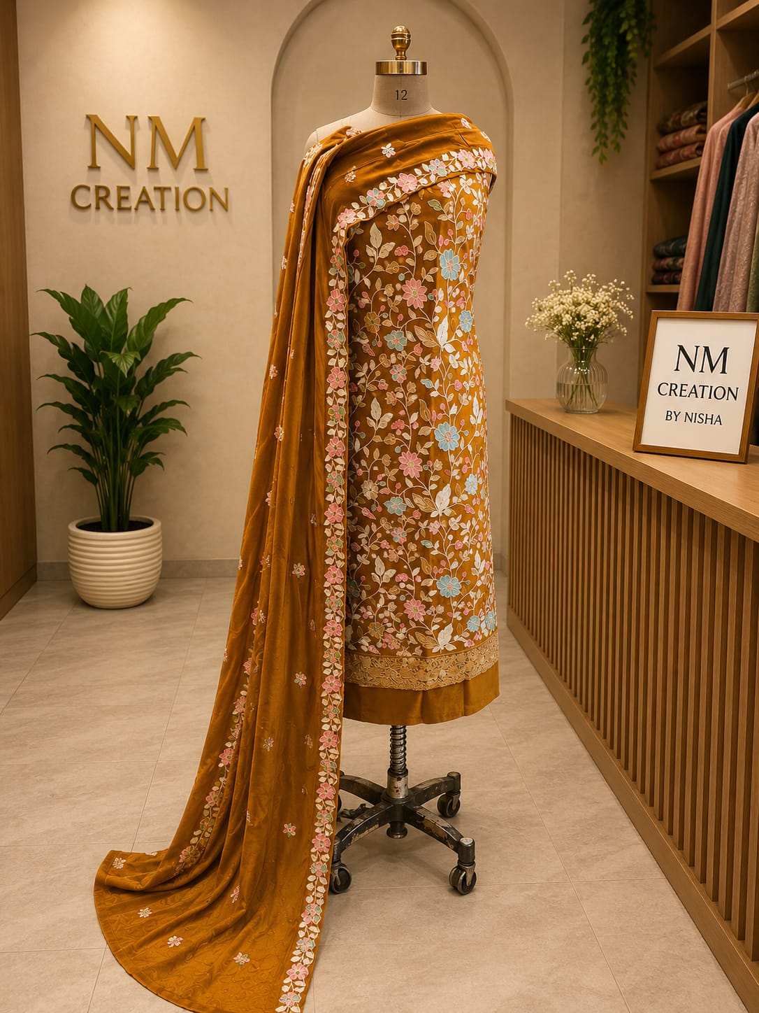 Unstitched Pure Rayon Dress Material with Georgette Dupatta