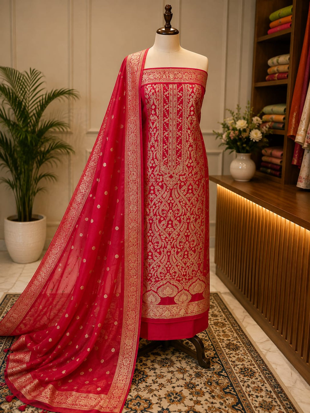 Unstitched Banarasi Dress Material