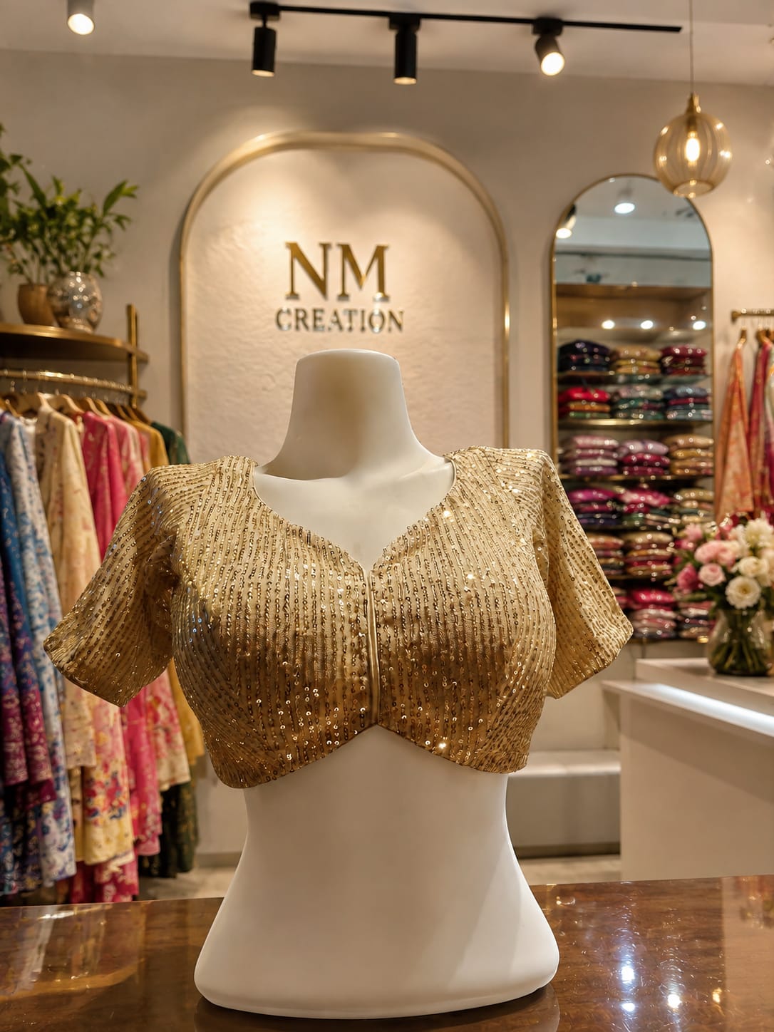 Sequin Beige Blouse