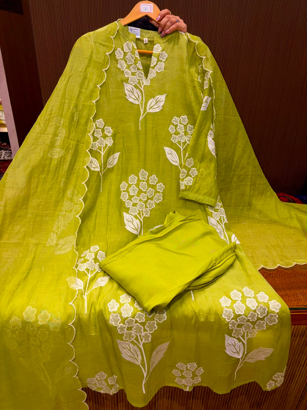 Alia Bhatt Inspired Parrot Green Suit – Pure Mul Chanderi