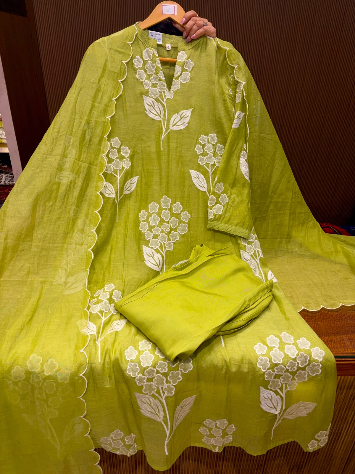 Alia Bhatt Inspired Parrot Green Suit – Pure Mul Chanderi