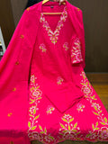 Pure Cotton Thread Work Three Piece Suit
