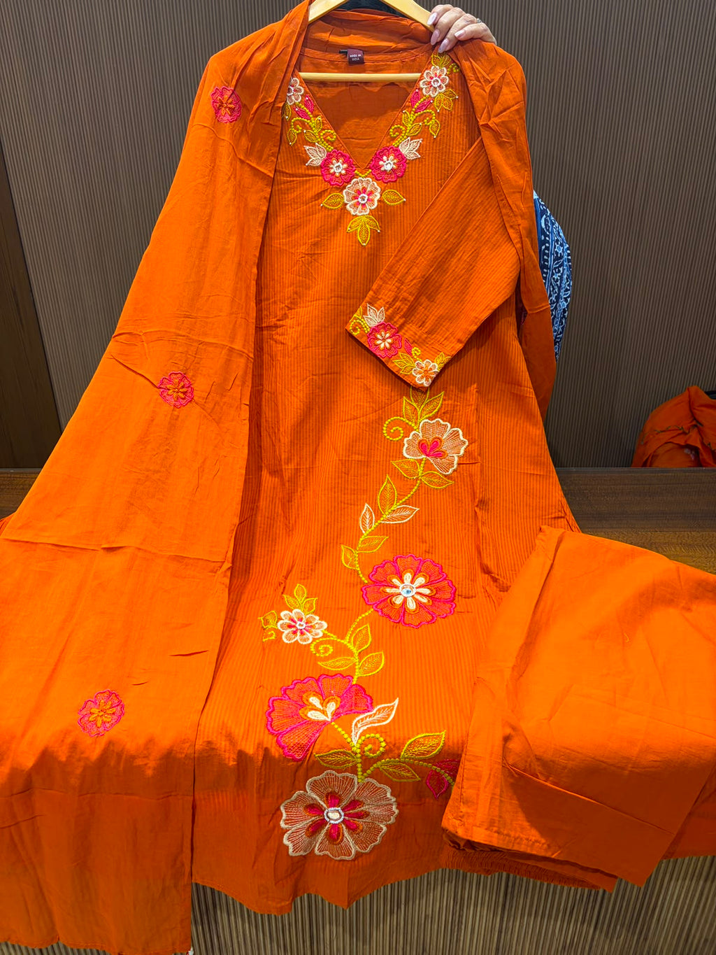 Cotton Fabric Thread Work Three Piece Set