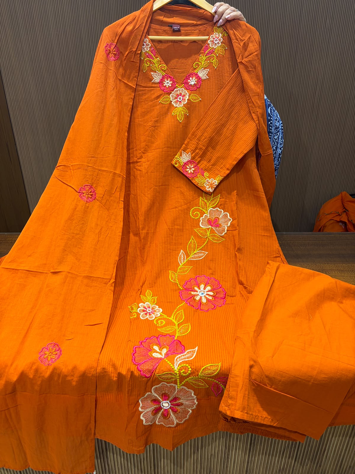 Cotton Fabric Thread Work Three Piece Set