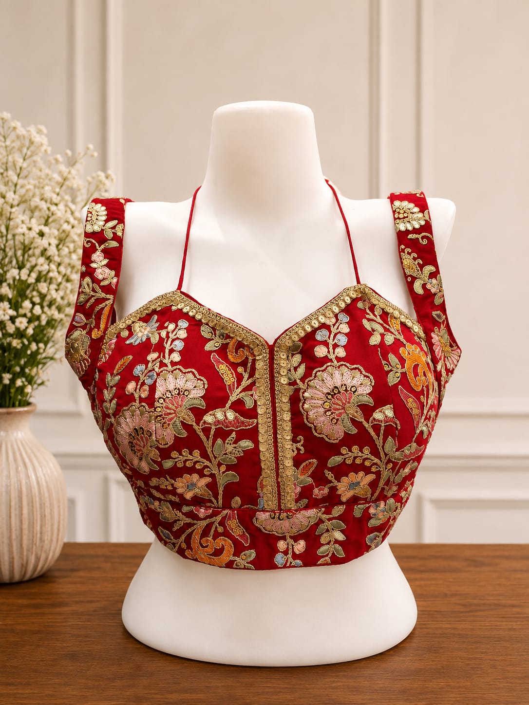 Crepe Fabric Full Embroidery Blouse