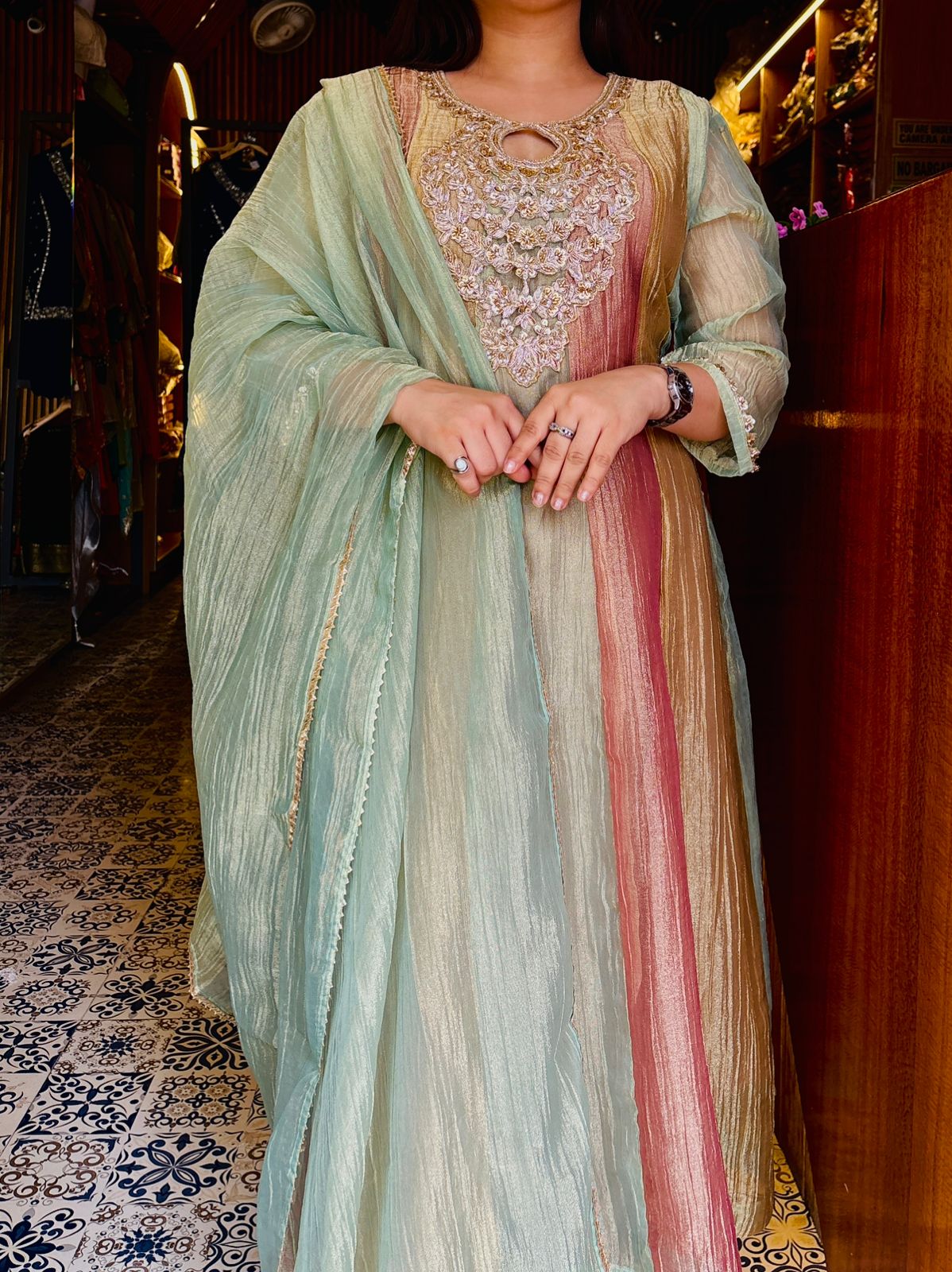 Crush Tissue Anarkali