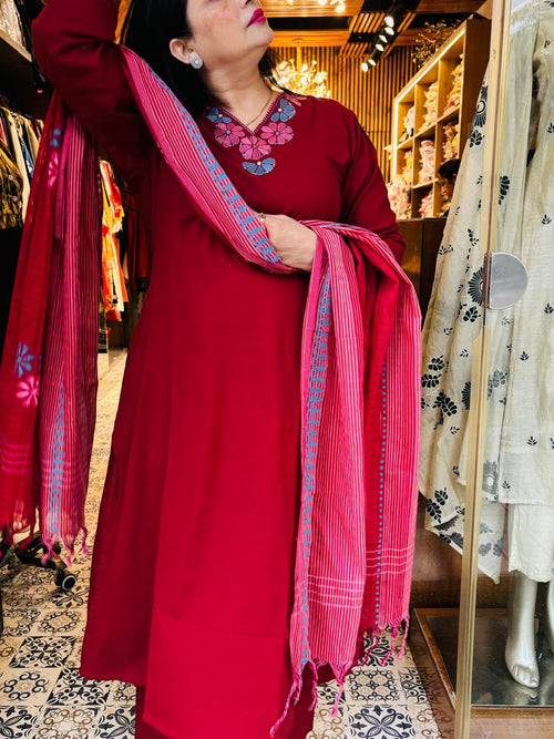 Cotton Embroidered Suit Set