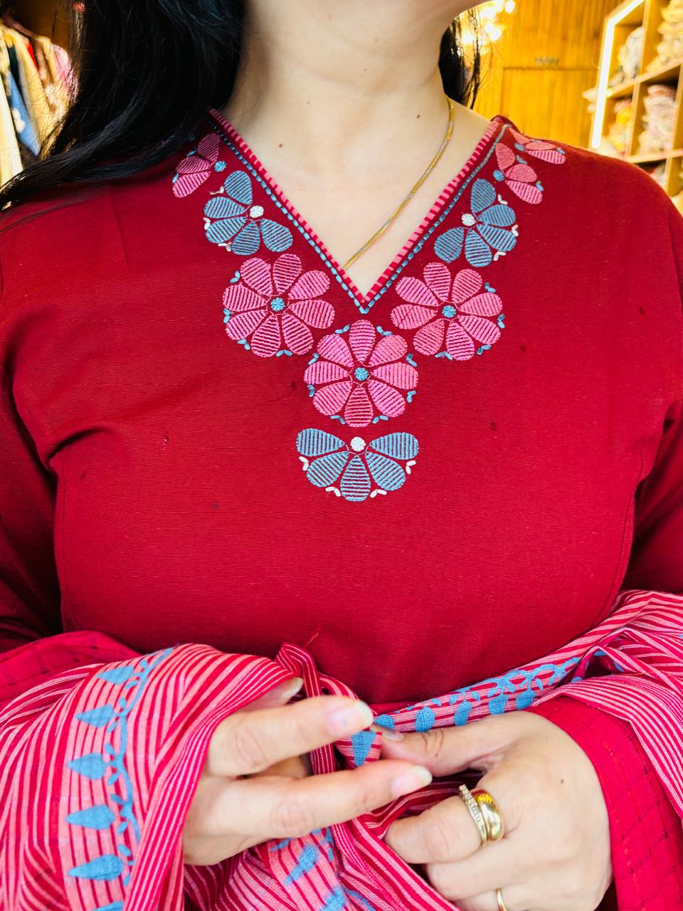 Cotton Embroidered Suit Set