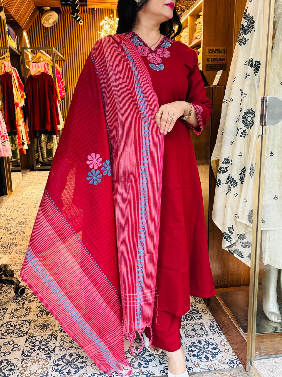 Cotton Embroidered Suit Set
