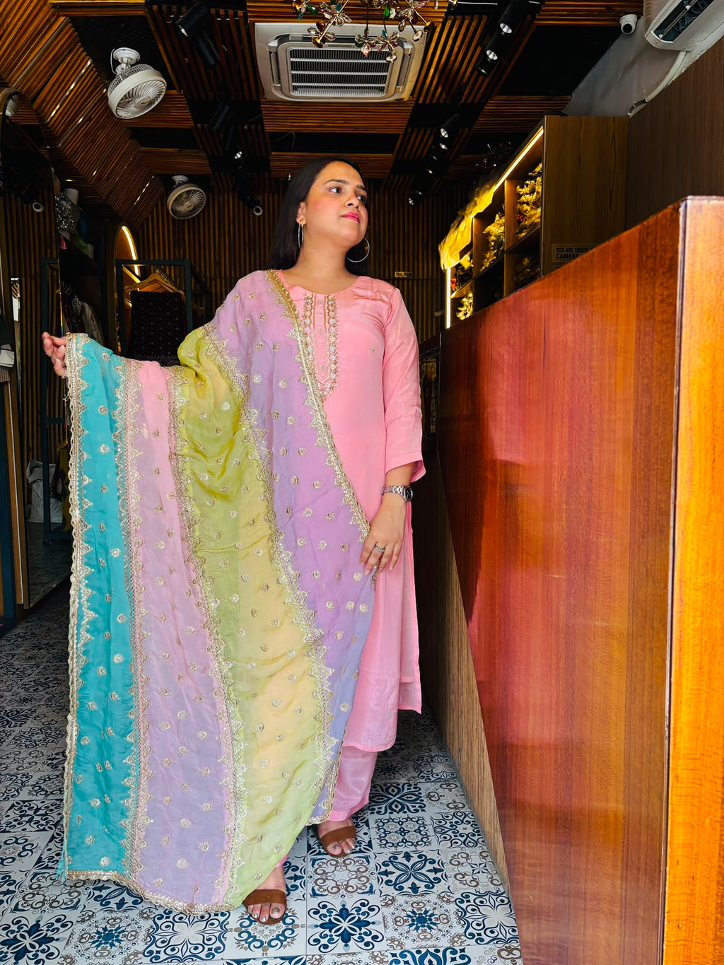 Crepe Fabric Party Wear Suit with Heavy Dupatta
