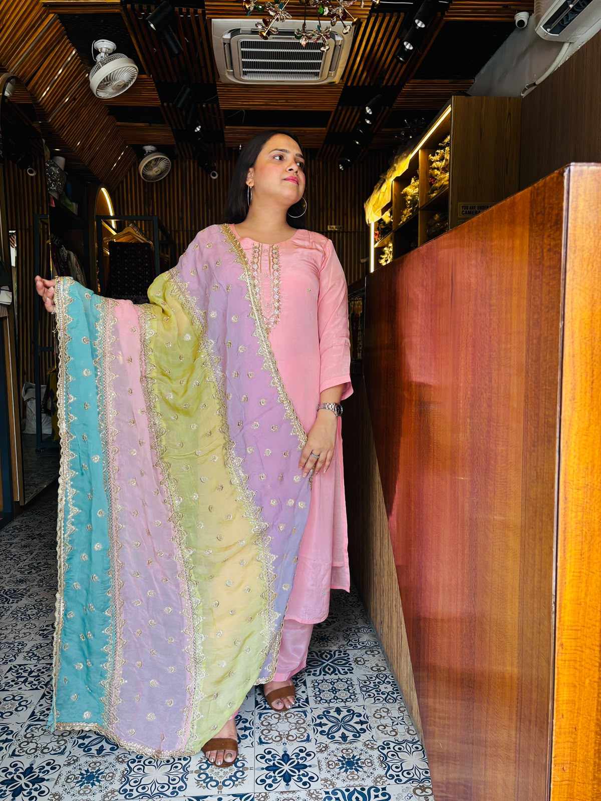 Crepe Fabric Party Wear Suit with Heavy Dupatta