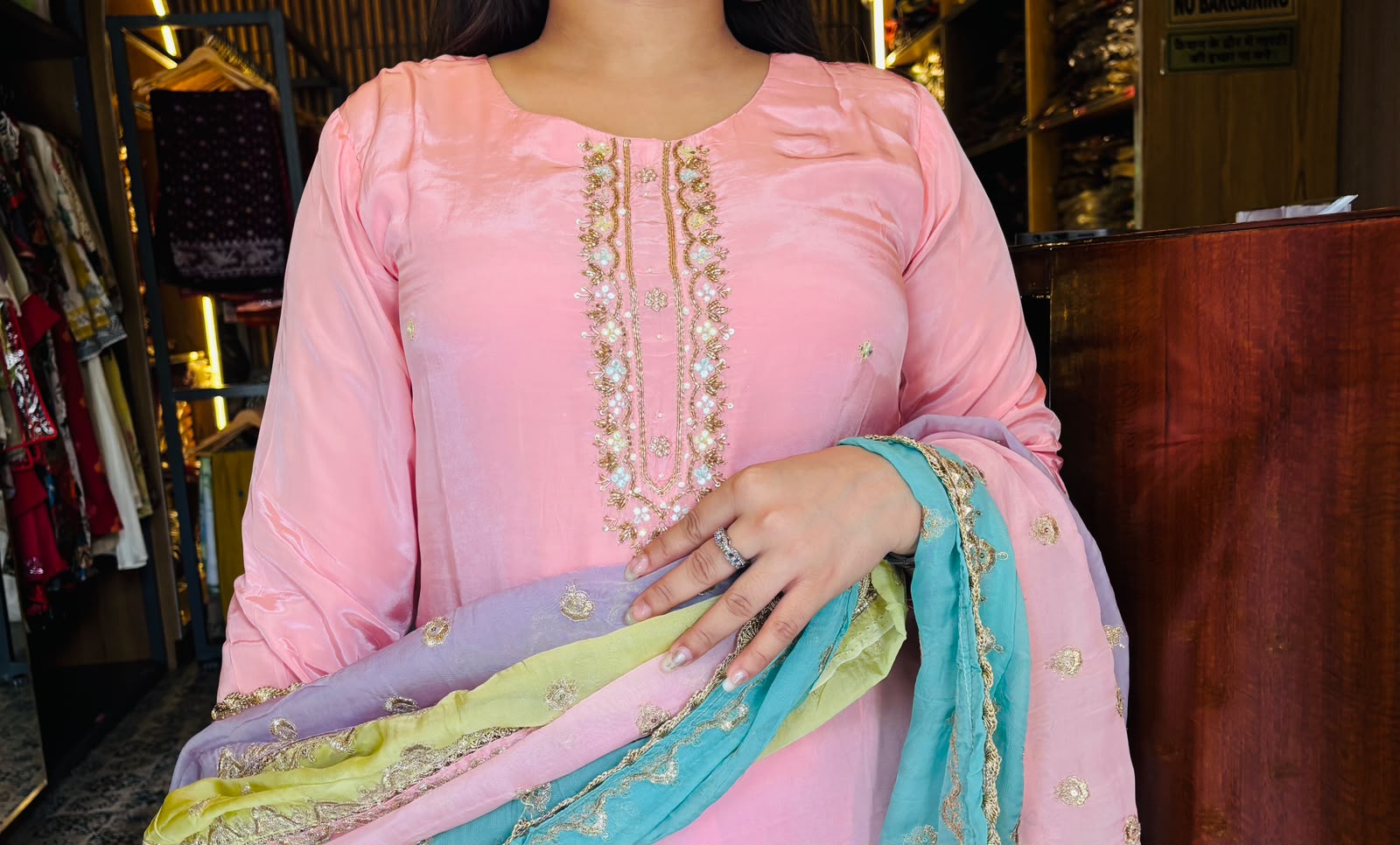 Crepe Fabric Party Wear Suit with Heavy Dupatta