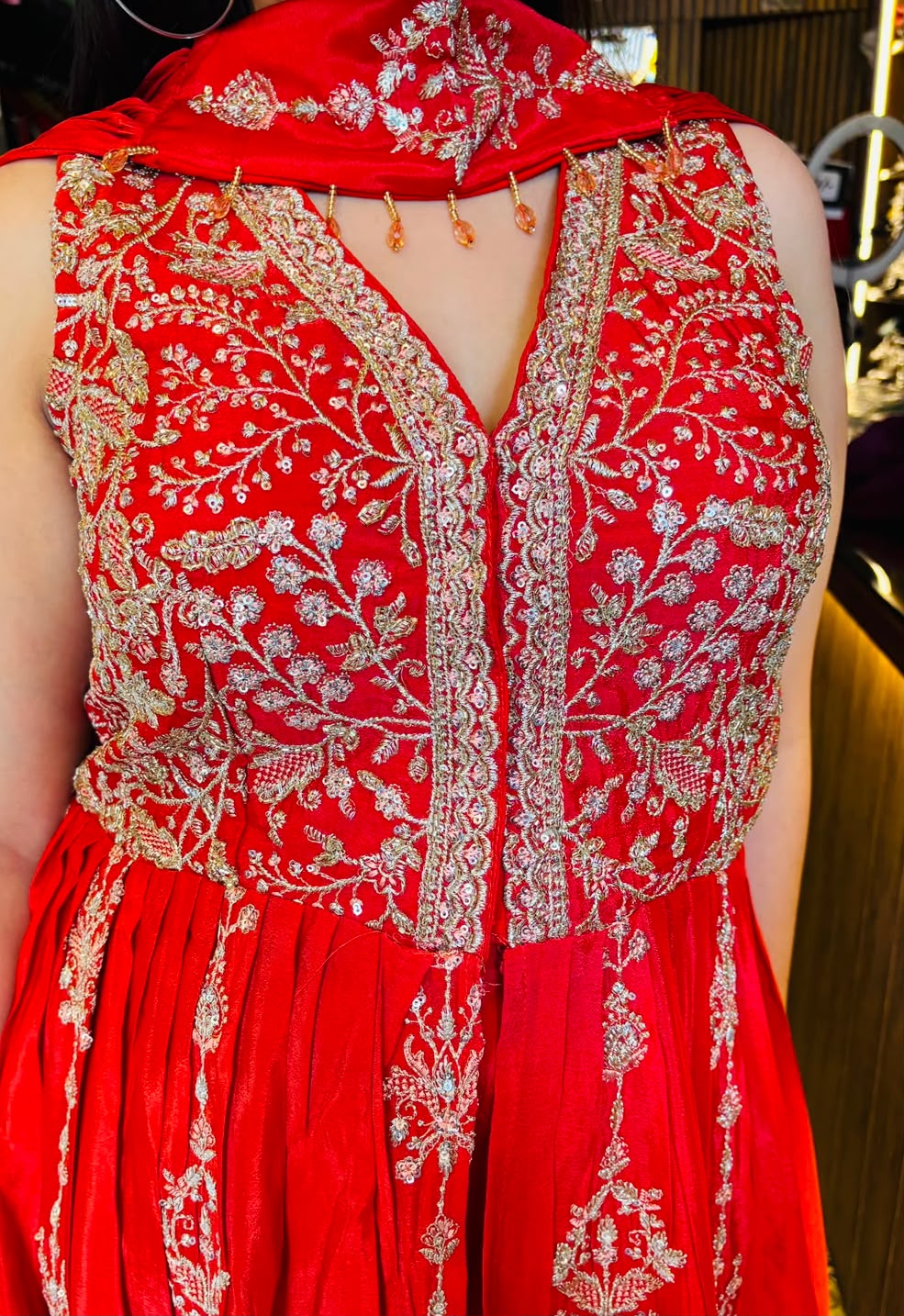 Orange Indo-Western Chiffon Suit