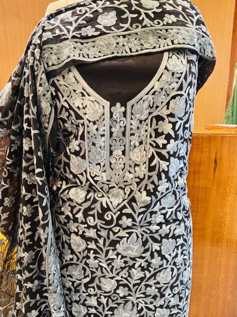 Unstitched Kashmiri Suit - Pure Rayon Fabric with Georgette Dupatta