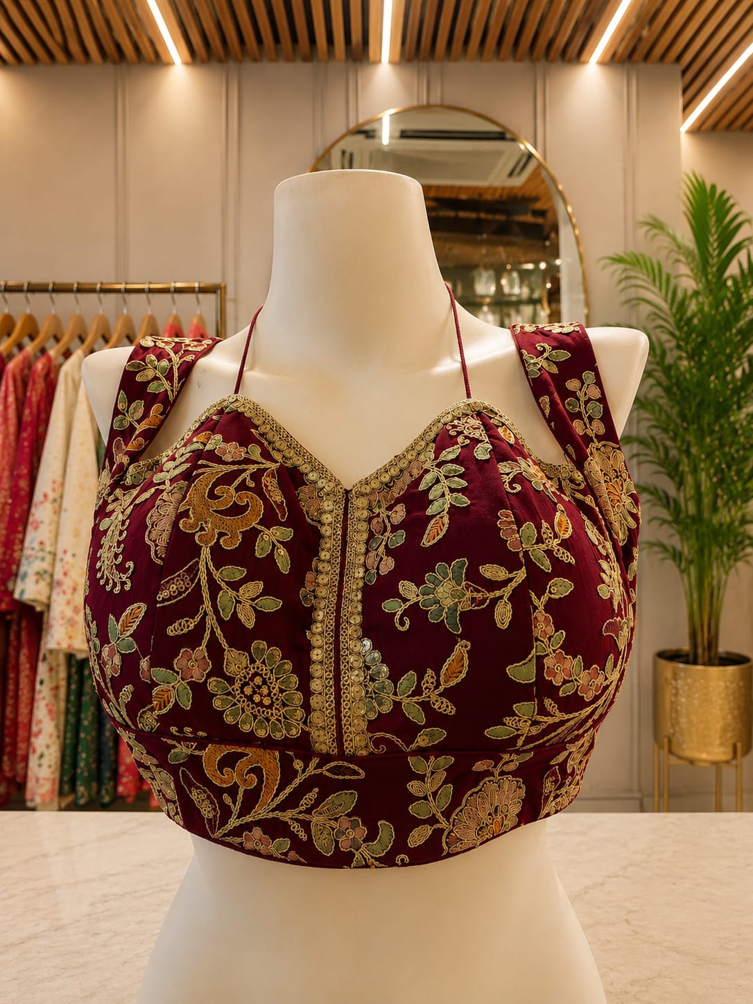 Crepe Fabric Full Embroidery Blouse