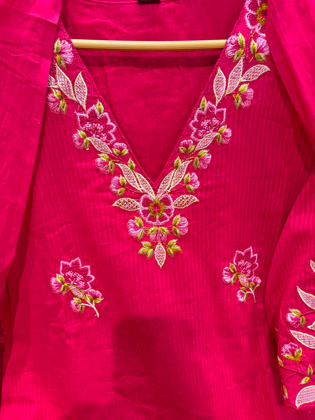 Pure Cotton Thread Work Three Piece Suit