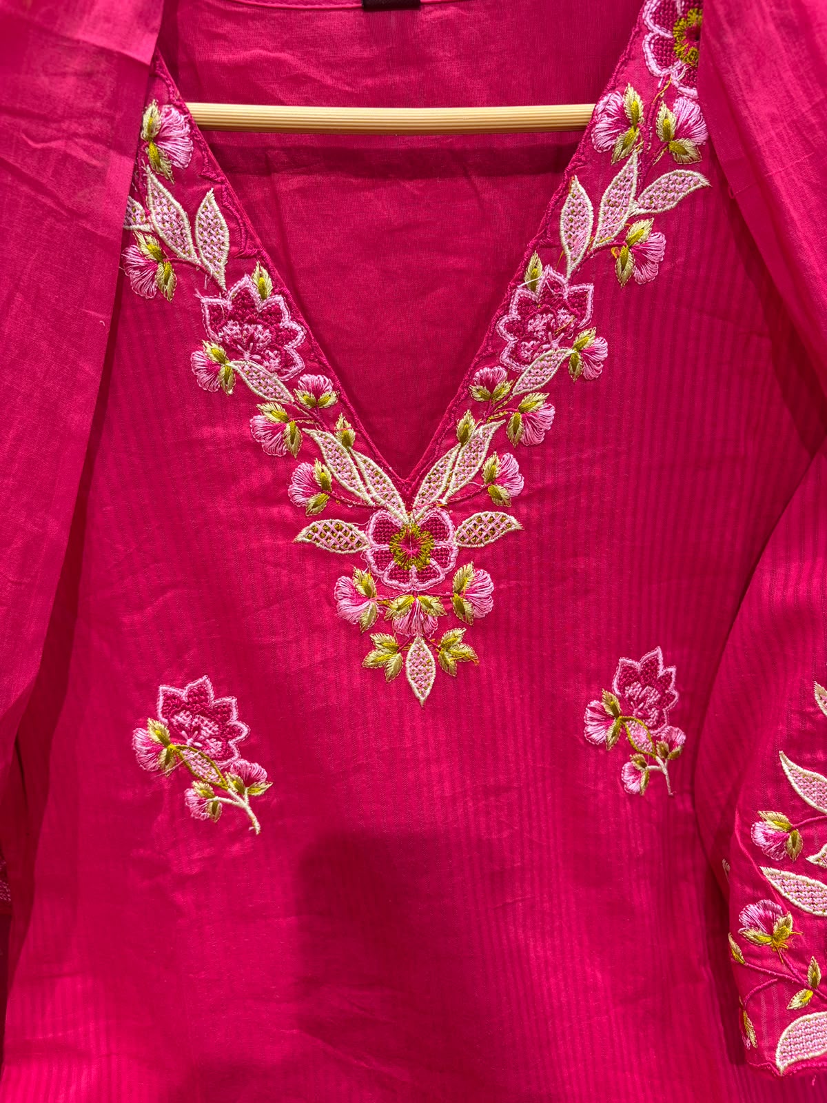 Pure Cotton Thread Work Three Piece Suit