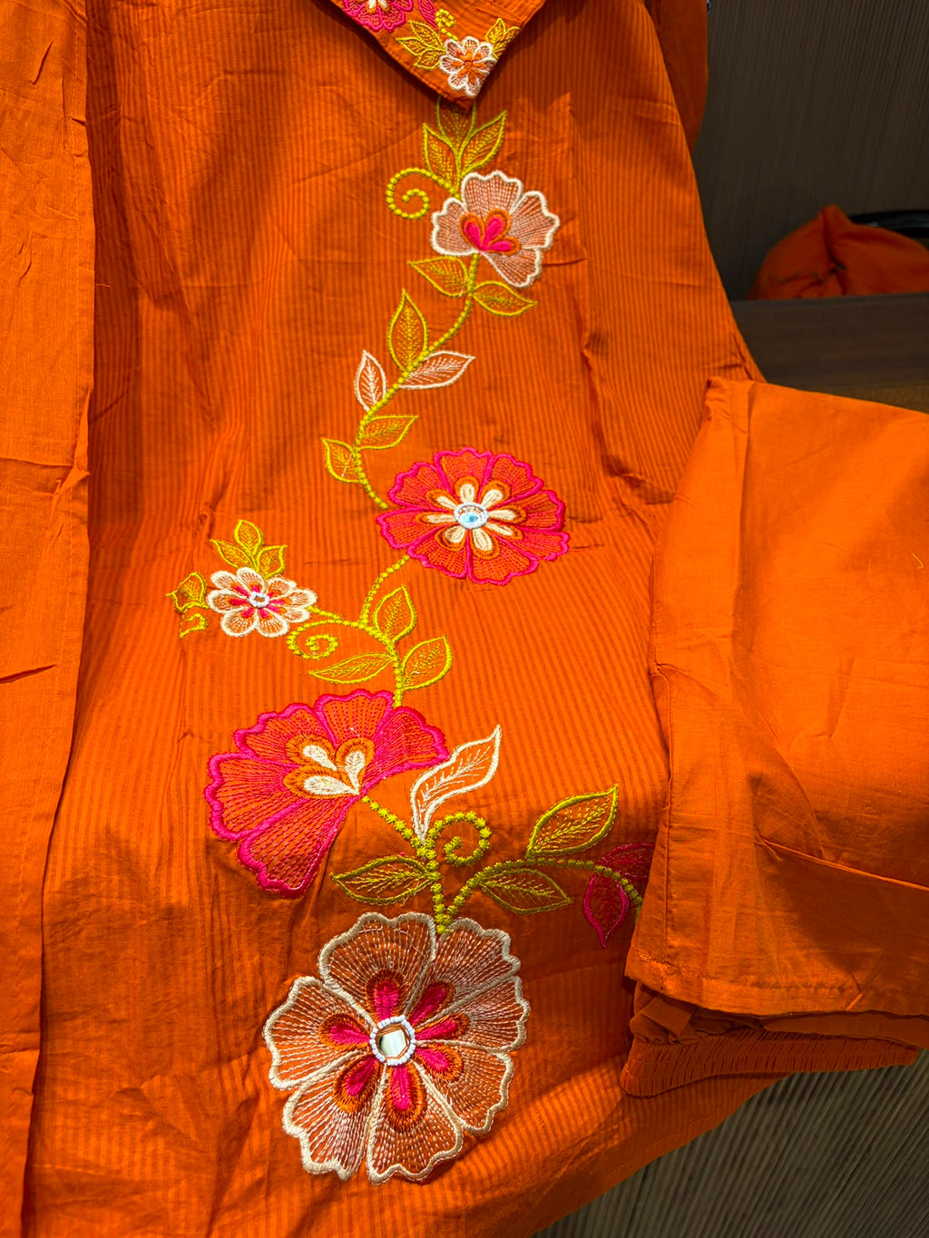 Cotton Fabric Thread Work Three Piece Set