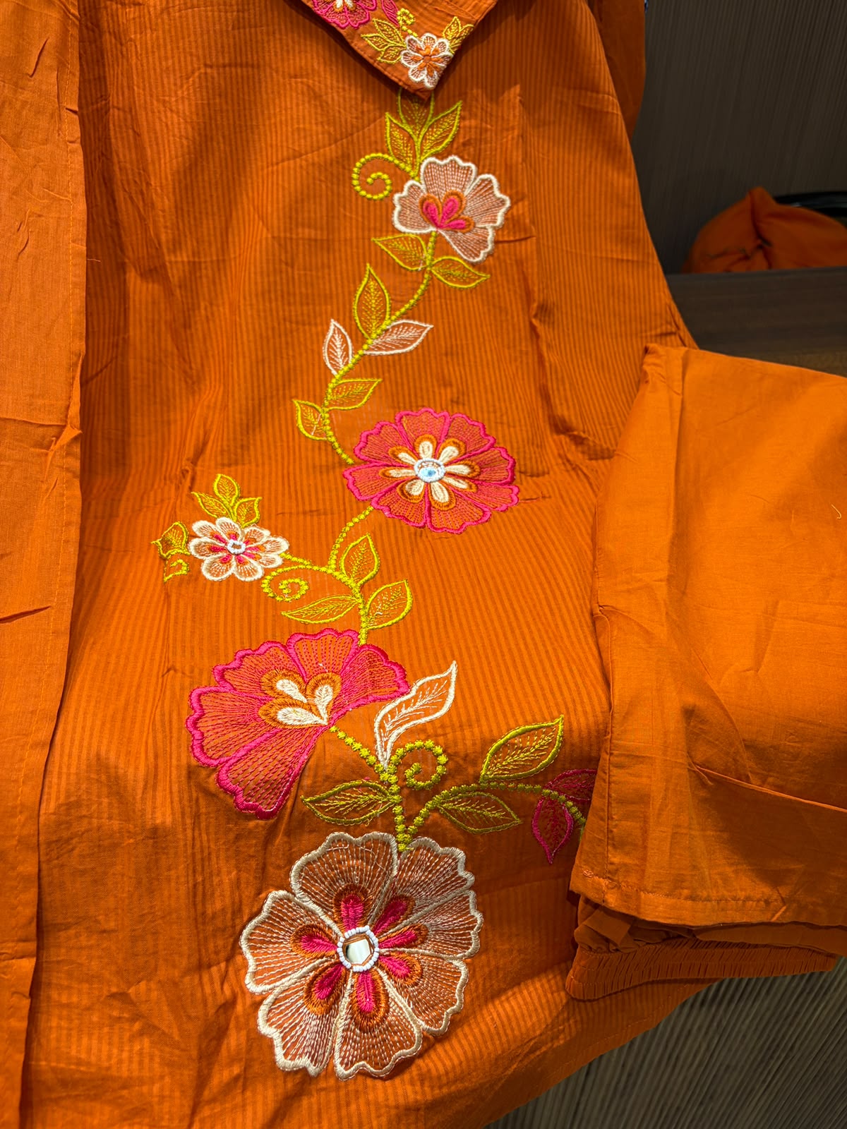 Cotton Fabric Thread Work Three Piece Set
