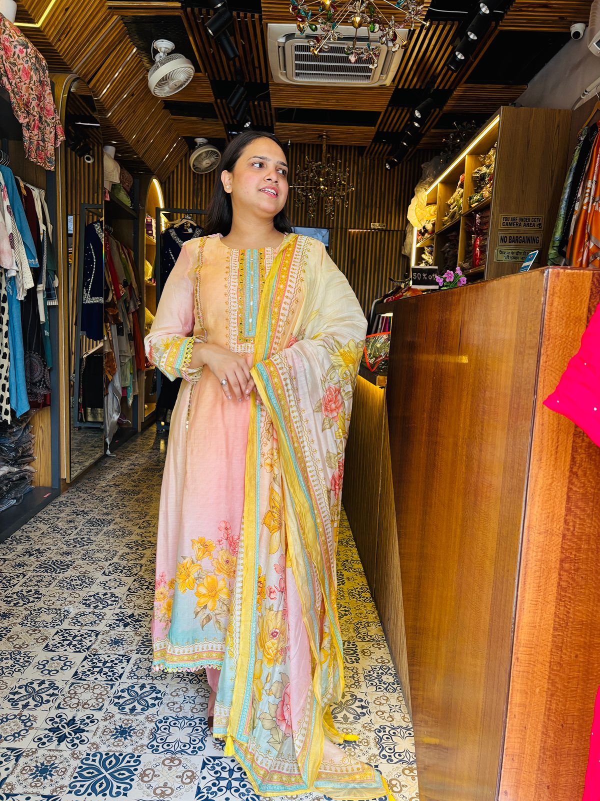 Mul Chanderi A-Line Suit