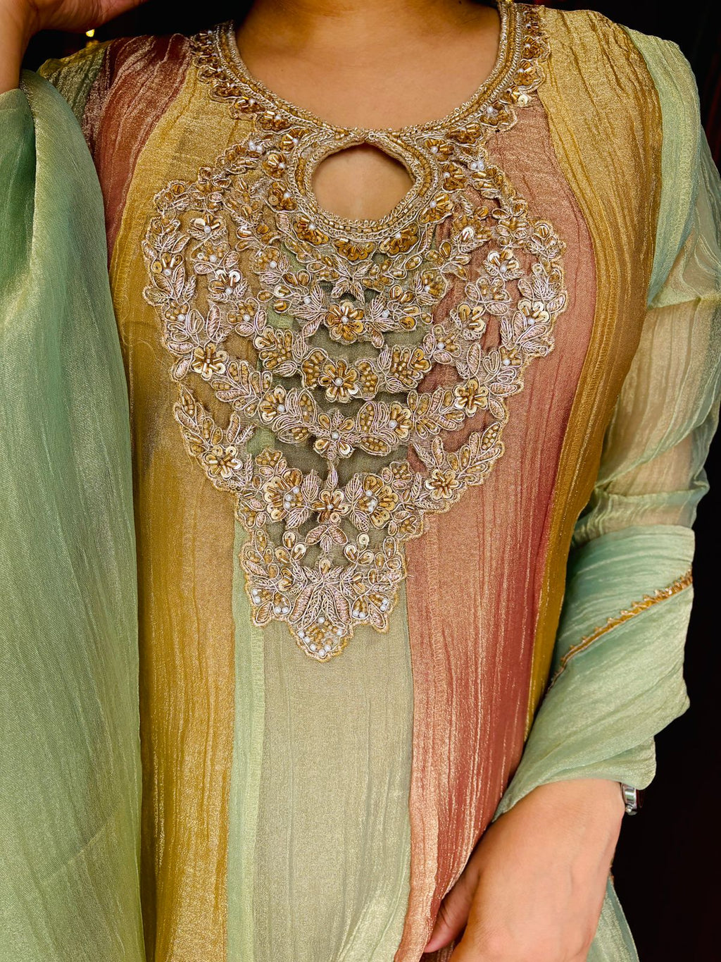 Crush Tissue Anarkali