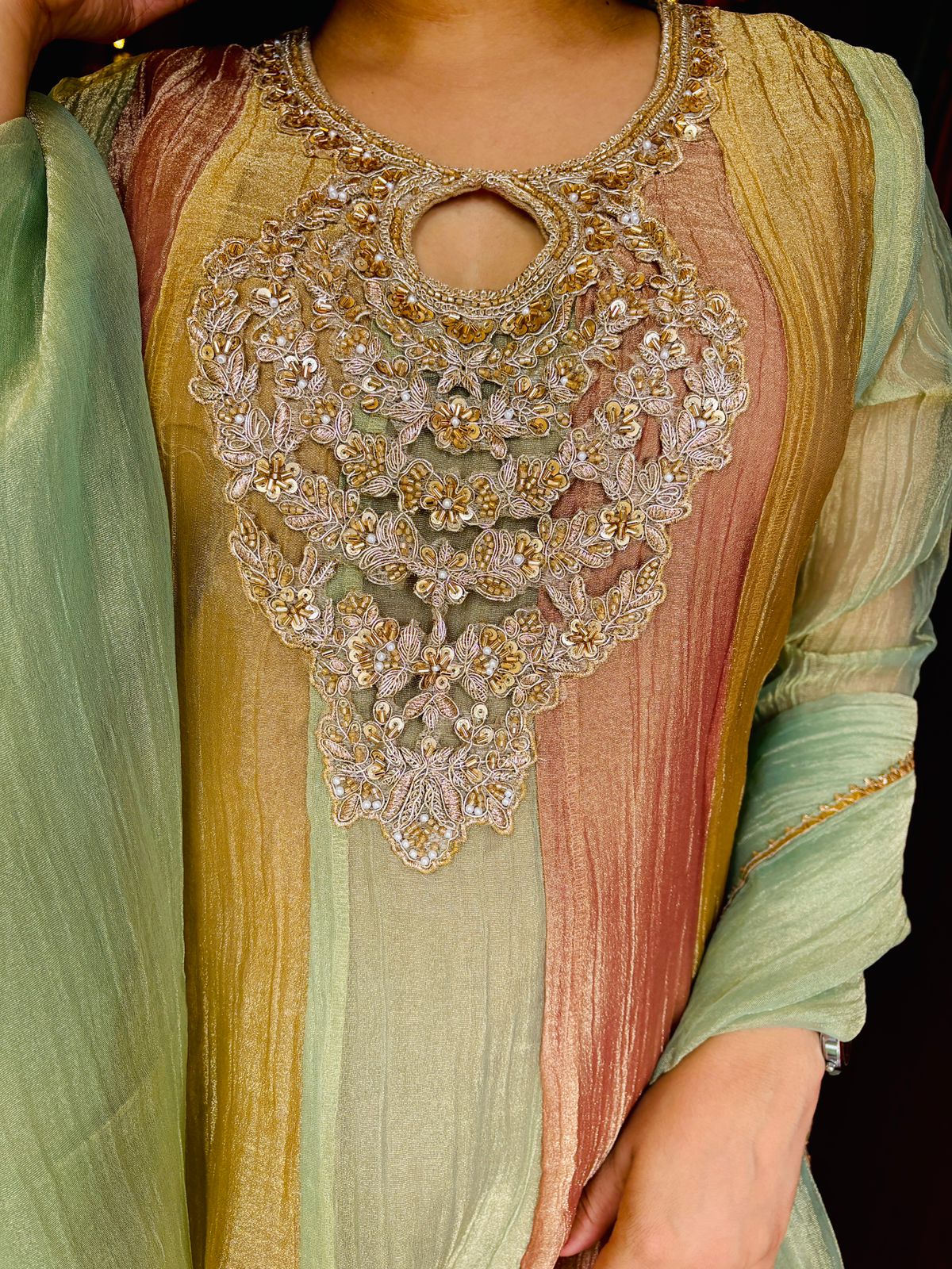 Crush Tissue Anarkali