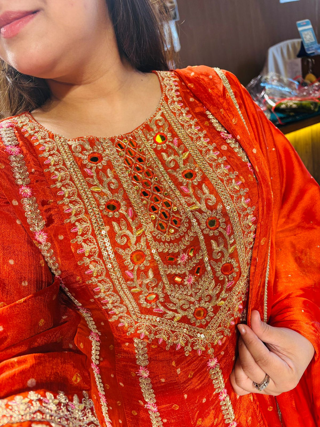 Chinon Fabric Anarkali Suit with Full Embroidery